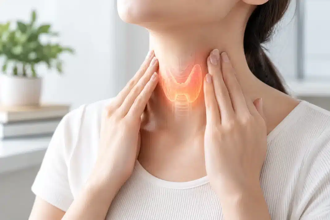 Hashimoto Hastalığı Nedir? Hashimoto hastalığı ve tiroid bezini gösteren sağlık görseli